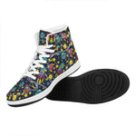 Watercolor Rocket Pattern Print High Top Leather Sneakers