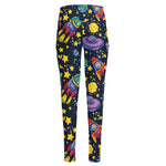 Watercolor Rocket Pattern Print High-Waisted Pocket Leggings