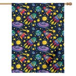 Watercolor Rocket Pattern Print House Flag