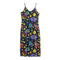 Watercolor Rocket Pattern Print Jersey Midi Cami Dress