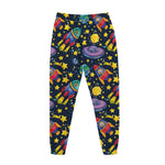 Watercolor Rocket Pattern Print Jogger Pants