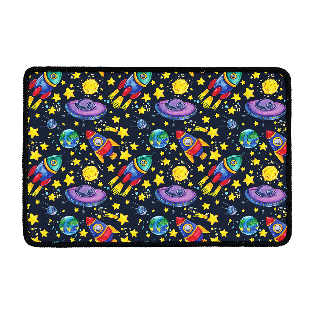 Watercolor Rocket Pattern Print Kitchen Mat