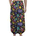 Watercolor Rocket Pattern Print Lantern Pants
