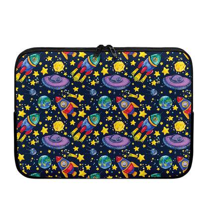 Watercolor Rocket Pattern Print Laptop Sleeve