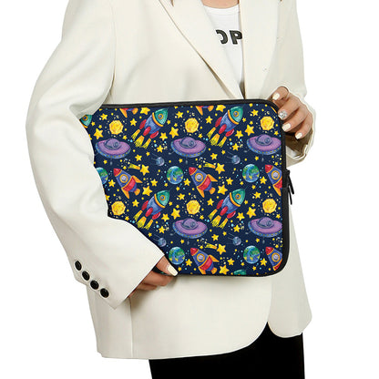 Watercolor Rocket Pattern Print Laptop Sleeve