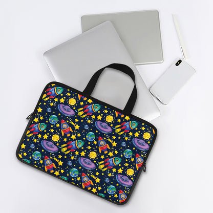 Watercolor Rocket Pattern Print Laptop Sleeve With Handle