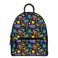 Watercolor Rocket Pattern Print Leather Backpack