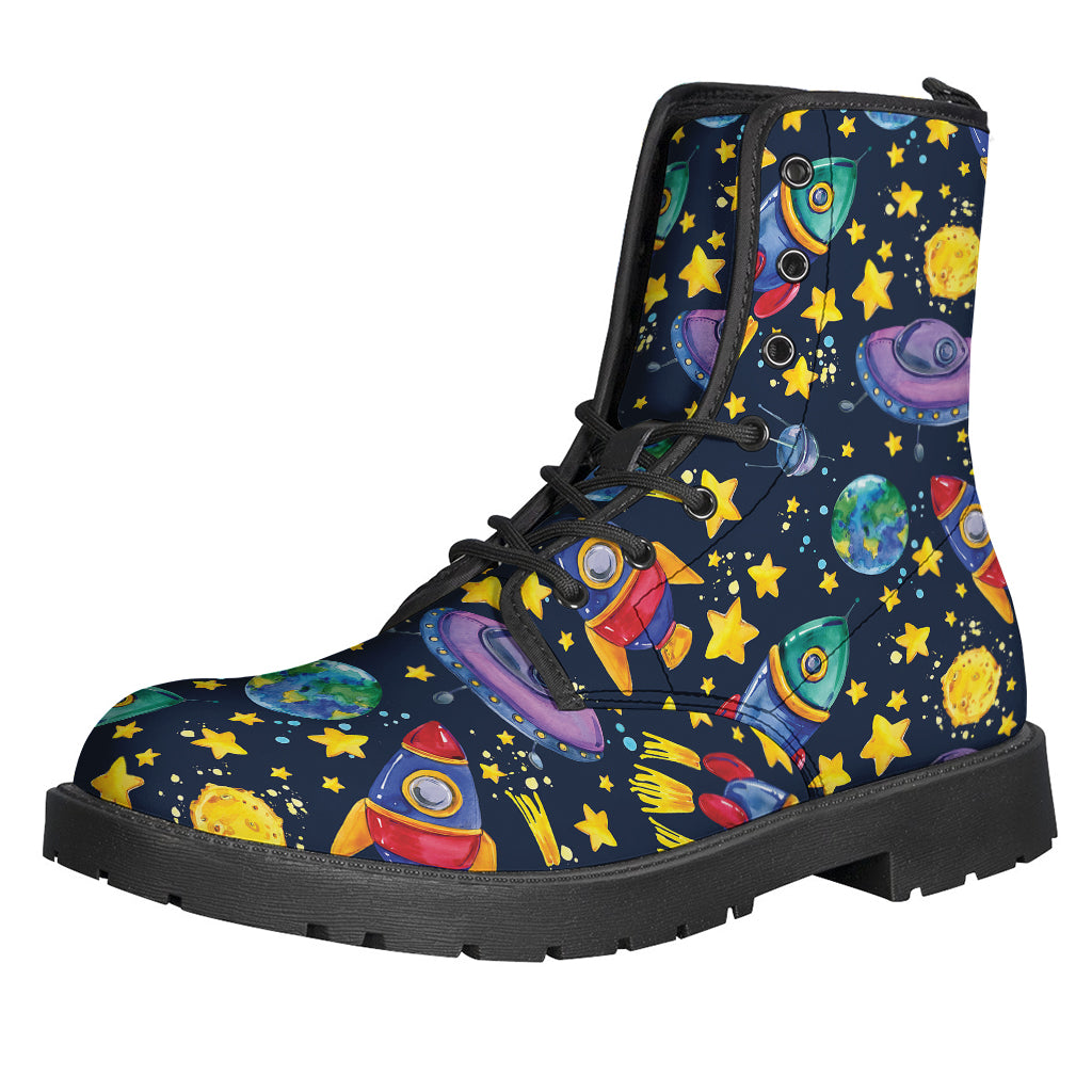 Watercolor Rocket Pattern Print Backpack