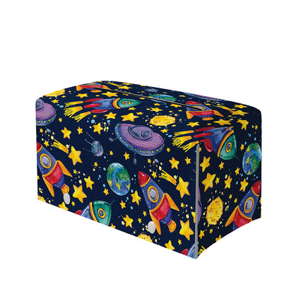 Watercolor Rocket Pattern Print Leather Tissue Box Cover