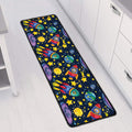Watercolor Rocket Pattern Print Long Kitchen Mat
