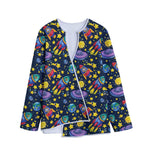 Watercolor Rocket Pattern Print Long Sleeve Short Coat