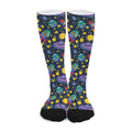 Watercolor Rocket Pattern Print Long Socks