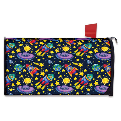 Watercolor Rocket Pattern Print Mailbox Cover