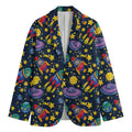 Watercolor Rocket Pattern Print Men's Blazer