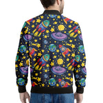 Watercolor Rocket Pattern Print Men's Bomber Jacket