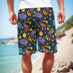 Watercolor Rocket Pattern Print Men's Cargo Shorts