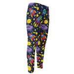 Watercolor Rocket Pattern Print Men's Compression Pants