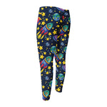 Watercolor Rocket Pattern Print Men's Compression Pants