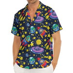 Watercolor Rocket Pattern Print Men's Deep V-Neck Shirt