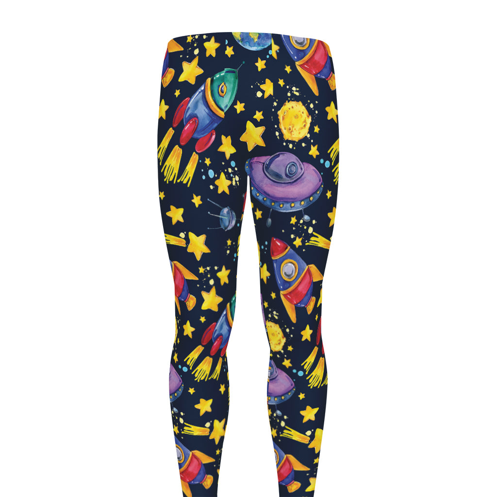 Watercolor Rocket Pattern Print Men's leggings