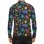 Watercolor Rocket Pattern Print Men's Long Sleeve Rash Guard