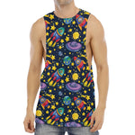 Watercolor Rocket Pattern Print Men's Muscle Tank Top