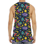 Watercolor Rocket Pattern Print Men's Muscle Tank Top