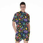 Watercolor Rocket Pattern Print Men's Rompers