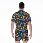 Watercolor Rocket Pattern Print Men's Rompers