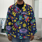 Watercolor Rocket Pattern Print Men's Shirt Jacket