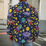 Watercolor Rocket Pattern Print Men's Shirt Jacket