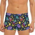 Watercolor Rocket Pattern Print Men's Short Boxer Briefs
