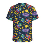Watercolor Rocket Pattern Print Men's Sports T-Shirt