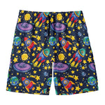 Watercolor Rocket Pattern Print Men's Swim Trunks