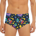 Watercolor Rocket Pattern Print Men's Triangle Swim Briefs