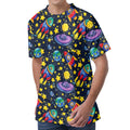 Watercolor Rocket Pattern Print Men's Velvet T-Shirt