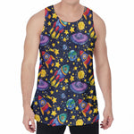 Watercolor Rocket Pattern Print Men's Velvet Tank Top