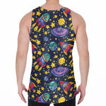 Watercolor Rocket Pattern Print Men's Velvet Tank Top