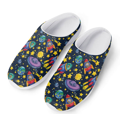 Watercolor Rocket Pattern Print Mesh Casual Shoes