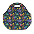 Watercolor Rocket Pattern Print Neoprene Lunch Bag