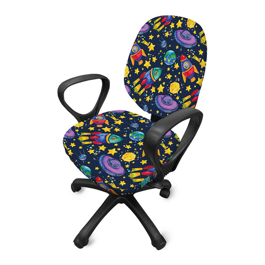 Watercolor Rocket Pattern Print Office Chair Cover
