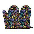 Watercolor Rocket Pattern Print Oven Mitts