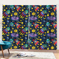 Watercolor Rocket Pattern Print Pencil Pleat Curtains