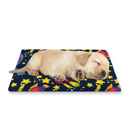 Watercolor Rocket Pattern Print Pet Cooling Mat Cover