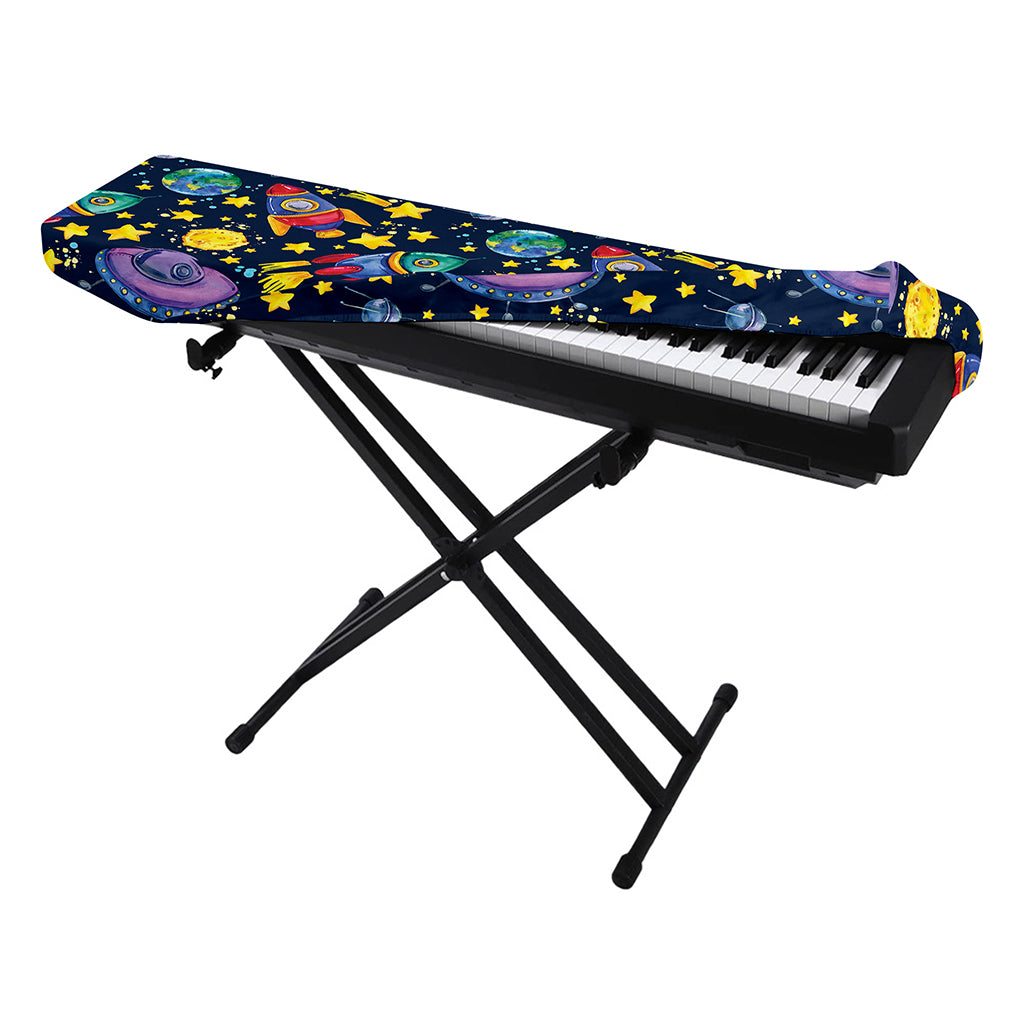 Watercolor Rocket Pattern Print Piano Keyboard Cover