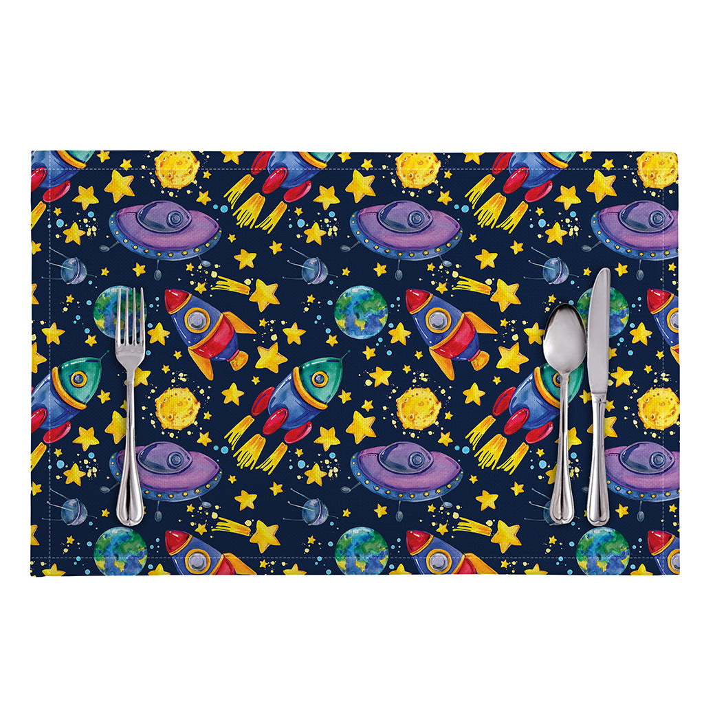 Watercolor Rocket Pattern Print Placemat