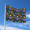 Watercolor Rocket Pattern Print Polyester Flag