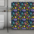 Watercolor Rocket Pattern Print Polyester Shower Curtain