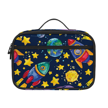 Watercolor Rocket Pattern Print Portable Lunch Bag