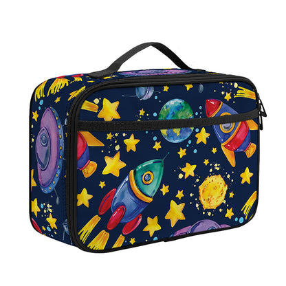 Watercolor Rocket Pattern Print Portable Lunch Bag